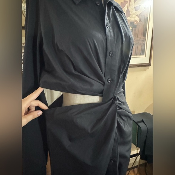 MINKPINK Allegra Twist Shirt Dress in Cotton black size L - Picture 7 of 16